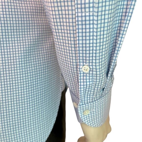 Ike Behar L/S Casual Dress Shirt Excellent Condition White W/Blue Grid Size 16 - Picture 6 of 8